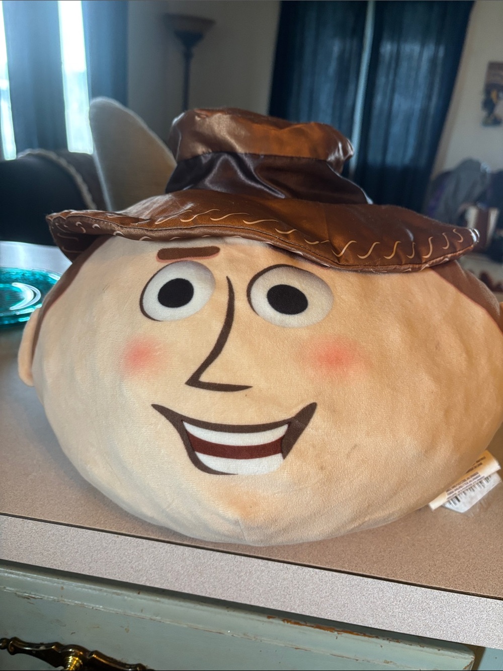 Woody Plush Face Pillow Toy with Brown Hat